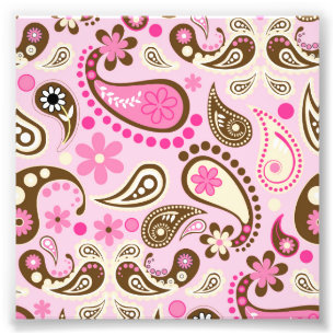 Cowgirl Rosa Brown Paisley Flowers Land Texas Fototryck