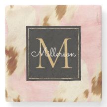 Cowgirl Rosa Cream Brown Cowhide Guld Monogram