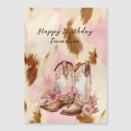 Cowgirl Rosa Cream Brown Cowhide Hat & Boots