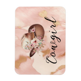 Cowgirl Rosa Cream Brown Guld Cowhide Magnet