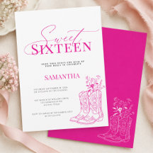 Cowgirl Rosa Vildblomma Sweet Sixteen Födelsedag