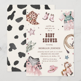 Cowgirl Rosa Western Rodeo Baby Shower Inbjudan