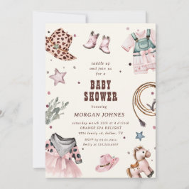 Cowgirl Rosa Western Rodeo Baby Shower-inbjudan Inbjudningar