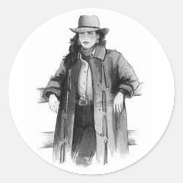 Cowgirl Runt Klistermärke (Framsida)