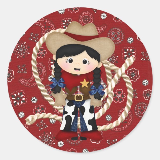 Cowgirl Runt Klistermärke (Framsida)