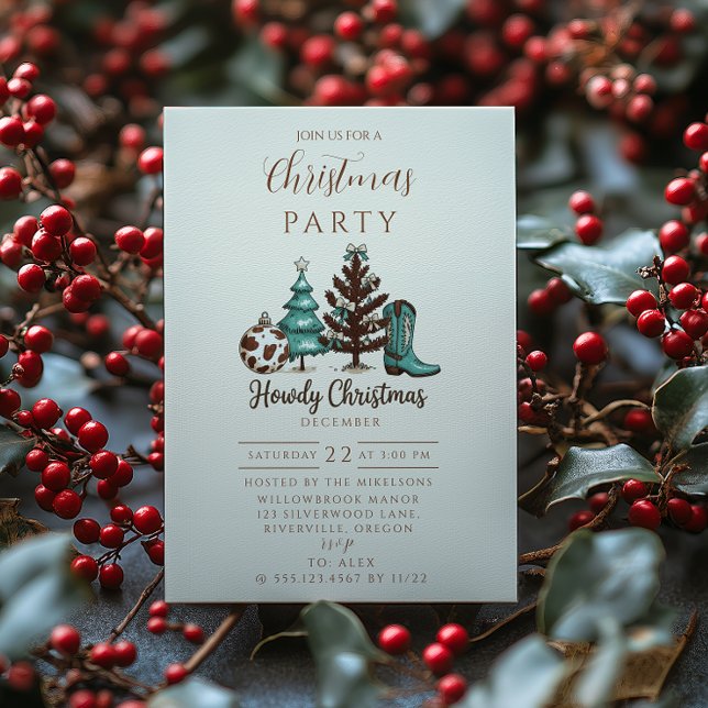 Cowgirl Rustic Howdy Christmas Inbjudningar (Skapare uppladdad)