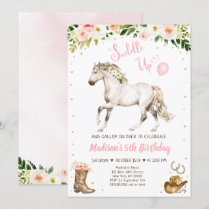 Cowgirl Saddle Up Horse Pony Birthday Inbjudningar