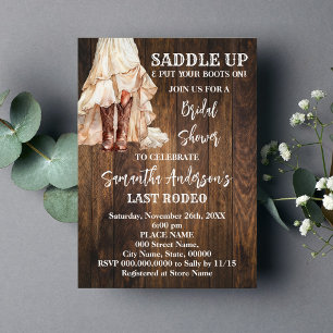 Cowgirl Saddle Up Western Möhippa Inbjudningar