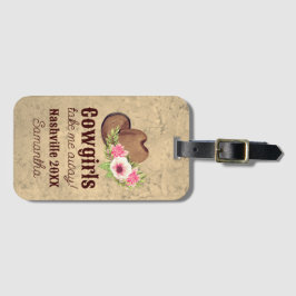 Cowgirl Sängkammarbrud Personlig Rosa Blommig Bagagebricka