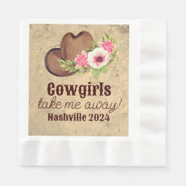 Cowgirl Sängkammarbrud Rustik Rosa Blommig Pappersservett