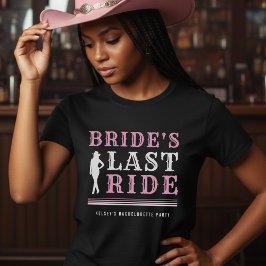 Cowgirl Sängkammarparty Brudens Sista Ritt Rosa T Shirt