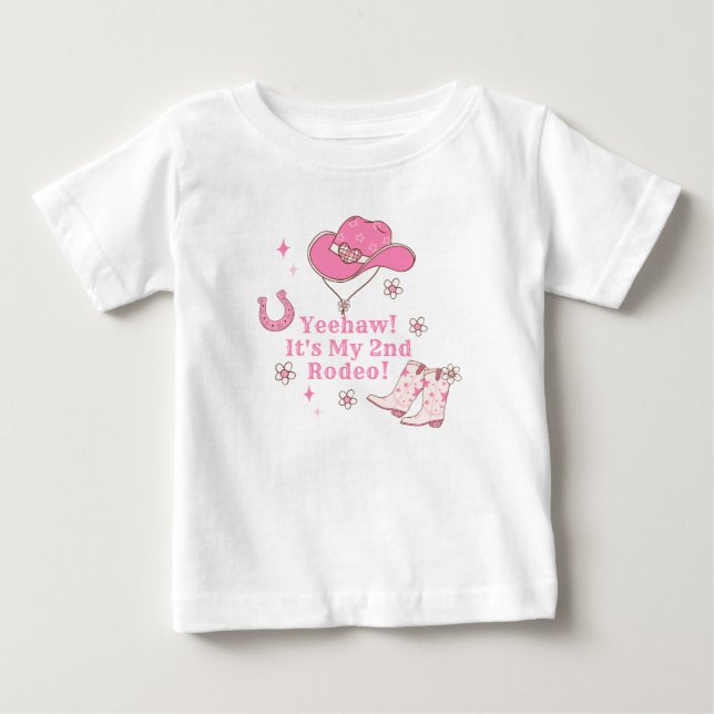 Cowgirl Second Rodeo 2 Birthday party T Shirt (Framsida)