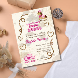 Cowgirl Second Rodeo Howdy Baby Shower Sprinkle Inbjudningar