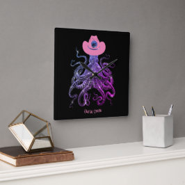 Cowgirl Silver Rosa Monogram Wall Clock Fyrkantig Klocka
