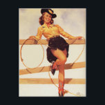 Cowgirl Smiling Pin Up Vykort<br><div class="desc">Vintagen sitter fast.</div>