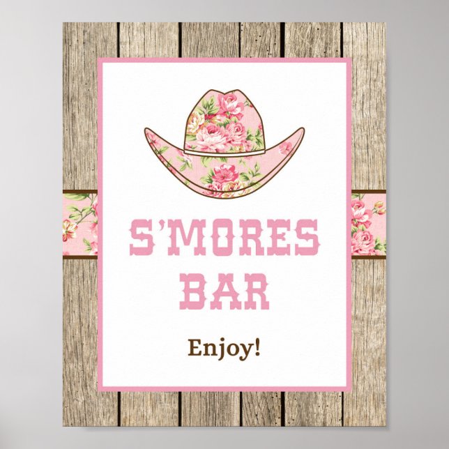 Cowgirl Smores Pub Party Sign Poster (Framsidan)