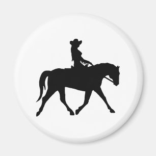 Cowgirl som rider henne häst magnet