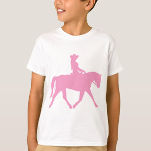 Cowgirl som rider henne häst (rosor) tee shirt