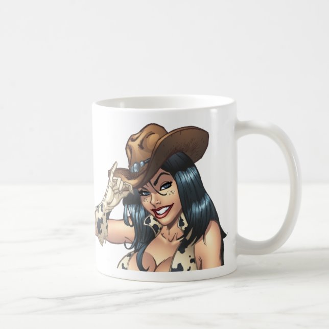 Cowgirl som tippar henne illustration för kaffemugg (Höger)