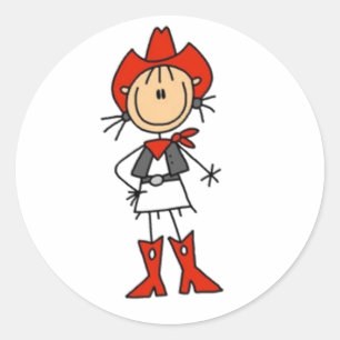 Cowgirl Stick figur Runt Klistermärke