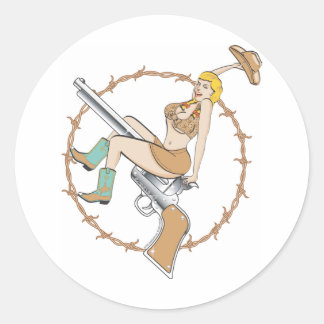Cowgirl Sticker Runt Klistermärke