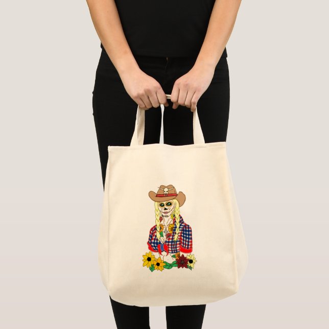 Cowgirl Sugar Skull Tygkasse (Framsida (produkt))