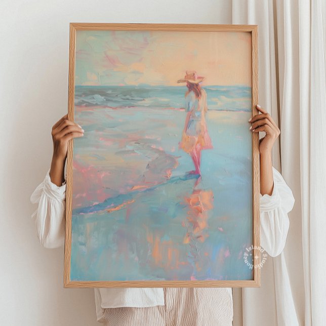 Cowgirl Sunset Beach Painting Print Poster (Skapare uppladdad)