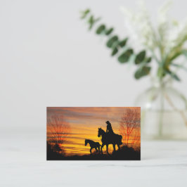 Cowgirl Sunset Horseback Ride Affärskort Visitkort