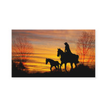 Cowgirl Sunset Horseback Ride Affärskort