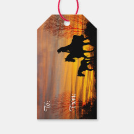Cowgirl Sunset Horseback Ride Gift Märkre Presentetikett