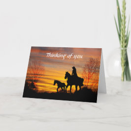 Cowgirl Sunset Horseback Ride Greeting Card Kort