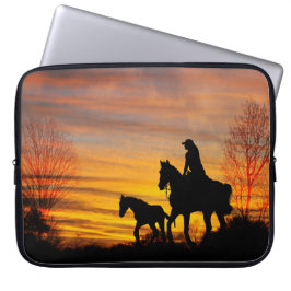 Cowgirl Sunset Horseback Ride Laptop sleeve