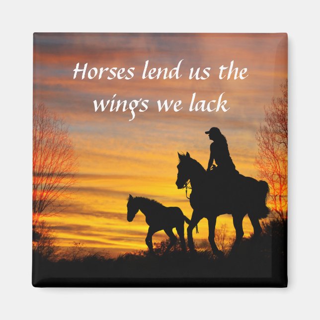 Cowgirl Sunset Horseback Ride Magnet (Framsidan)