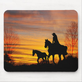 Cowgirl Sunset Horseback Ride Mouse Pad Musmatta