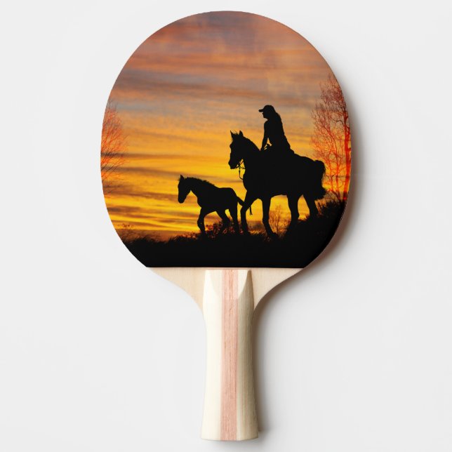 Cowgirl Sunset Horseback Ride Ping Pong Paddle Pingisracket (Framsidan)