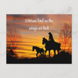 Cowgirl Sunset Horseback Ride Postcard Vykort