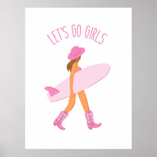 Cowgirl Surfer Print Poster