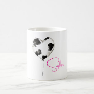 Cowgirl Svart Vit Ko Hjarta Ballong Kaffemugg