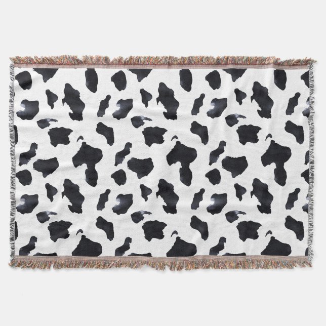 Cowgirl Svart Vit Ko Print   Filt (Framsidan)