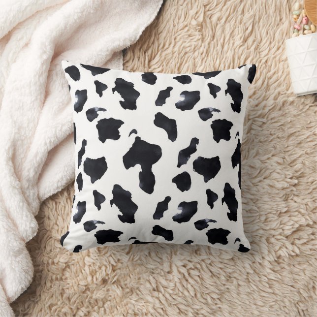 Cowgirl Svart Vit Ko Print   Kudde (Filt)