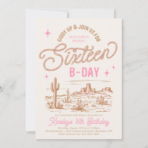 Cowgirl Sweet 16 Birthday-inbjudan Inbjudningar