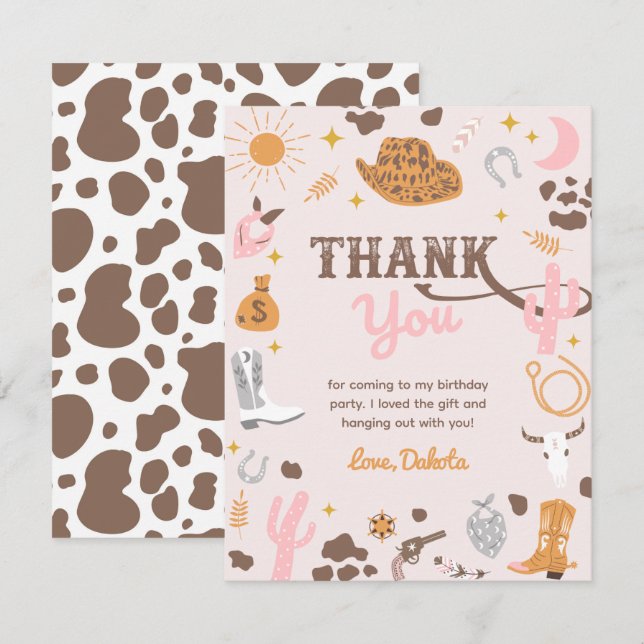 Cowgirl Tack You Card | Girl Wester Tack (Fram/baksida)