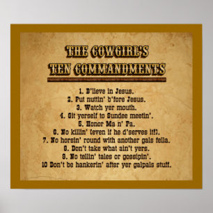 Cowgirl Ten Commandations Poster
