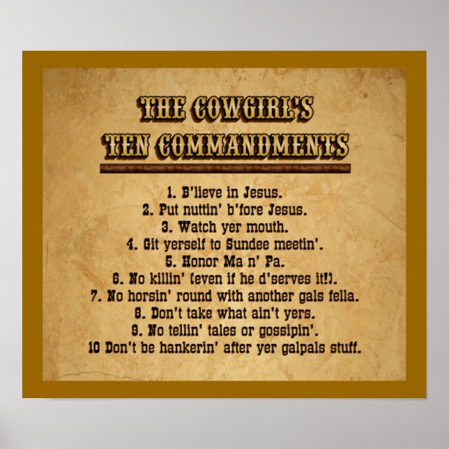 Cowgirl Ten Commandations Poster (Framsidan)