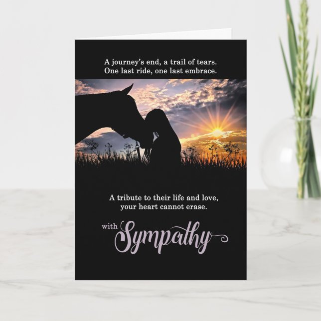 Cowgirl Tender Moment Horse Pet Sympathy Card Kort (Framsida)