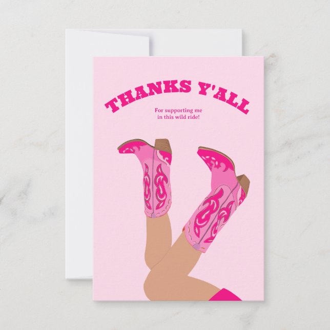 Cowgirl Thank you Card Custom Personalized Tack Kort (Framsida)