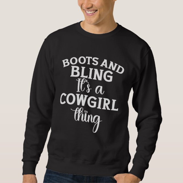 cowgirl thing love country life women boots prince lång ärmad tröja (Framsida)