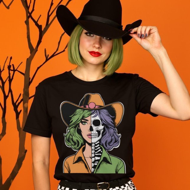 Cowgirl to Bone Western Skeleton Halloween T Shirt (Cowgirl to the Bone Western Skeleton Halloween T-Shirt.)