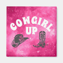 Cowgirl Up Rosa Magnet