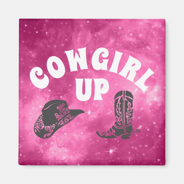 Cowgirl Up Rosa Magnet (Framsidan)